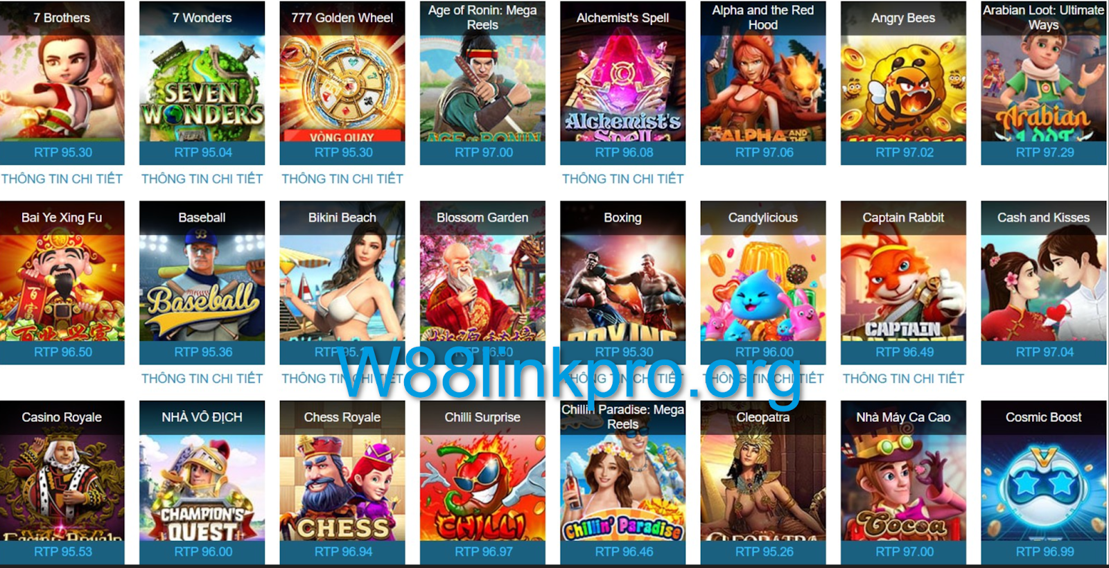 Nhà cái W88 có nhiều game Slots rất hấp dẫn